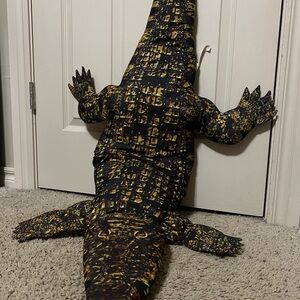 Realistic Brown and Yellow Crocodile Plush pillow